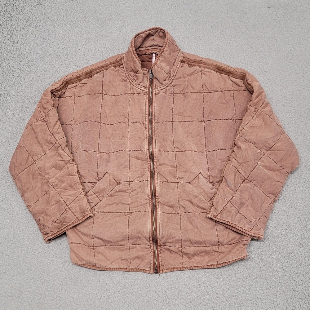 Urban Outfitters Jacket Womens Small Pink Quilted Lyocell‎ Full Zip Lined Short